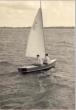 Antje Schumann sailing her Pirate class "Viking" 1955, age 15